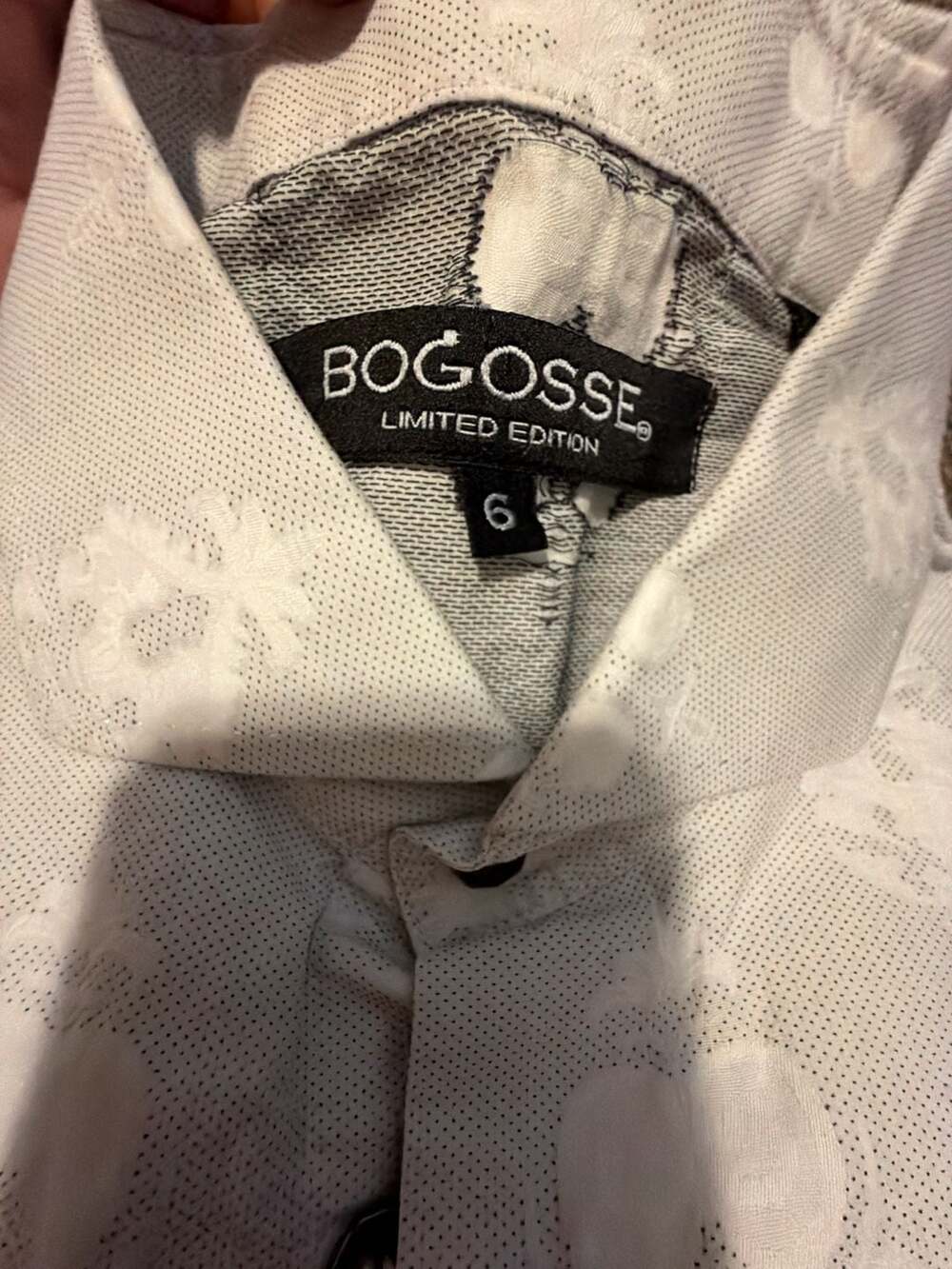 Bogosse Limited Edition Button Down Shirt Size 6 White Jacquard